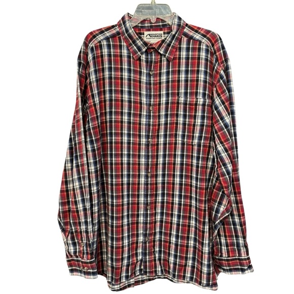 Mountain Khakis Flannel Plaid Shirt Men’s XL Red Button Front Long Sleeve Cotton - Picture 1 of 5
